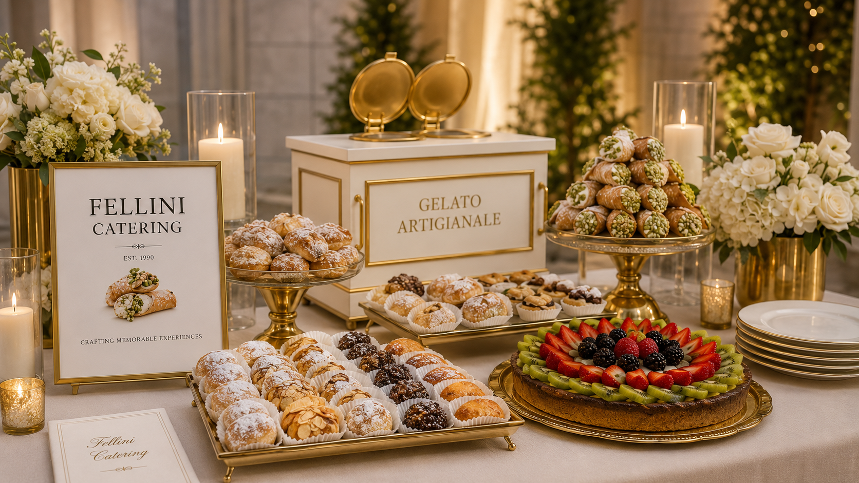 Elegant Fellini Catering dessert and gelato display