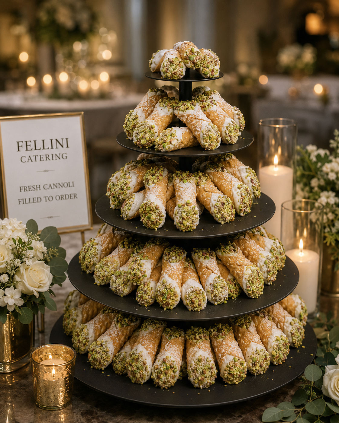 Elegant Italian catering table setup